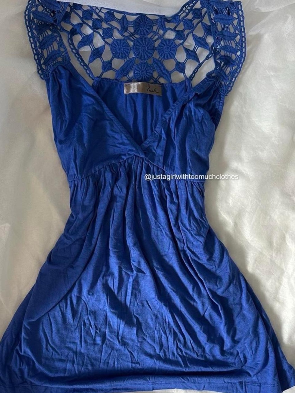 Women’s Crochet-Back Sleeveless Top in Royal Blue